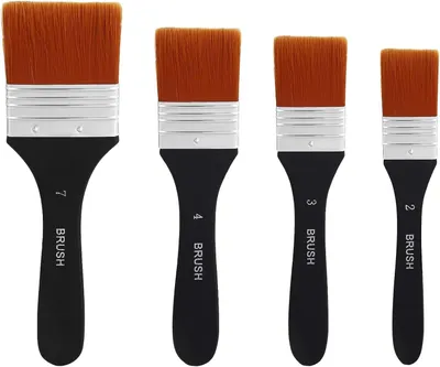 Imagen del producto de Juego de pinceles planos de nylon, 4 tamaños: 20/30/40/70 mm, para pinturas acrílicas y pinturas para madera