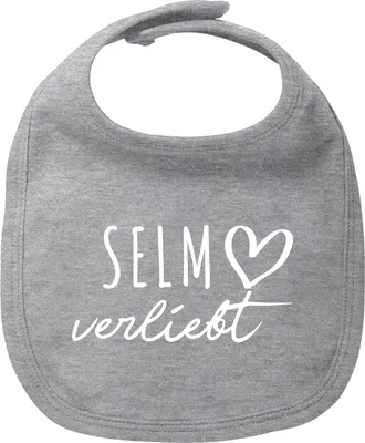 Produktbild von Huuraa Baby Lätzchen Selm verliebt Heather Grey Klettverschluss  Baumwolle Latz Geschenkidee
