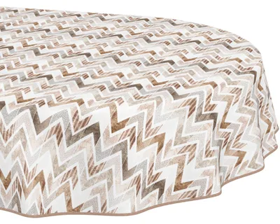 Produktbild von Tischdecke 140x300cm Oval Braun abwaschbar Baumwolloptik Retro Braun wetterfest mit Saumkante