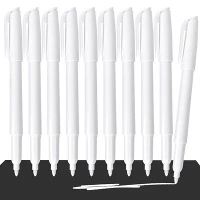 Obrázok produktu pre Biele fixky na tabule, 10 kusov, umývateľné, 2,0 mm hrot, vhodné na sklo, keramiku, kov, drevo, pre DIY projekty a kreatívne činnosti