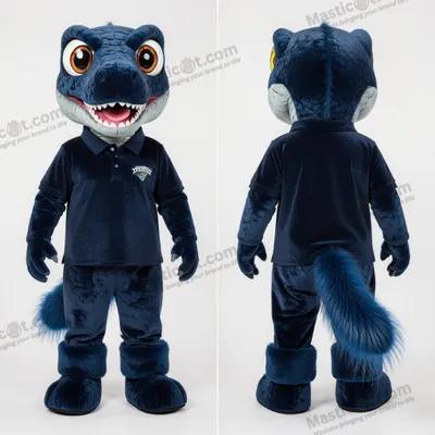 Image de Mascotte MASTICOT Dinosaure Vélociraptor Bleu Marine
