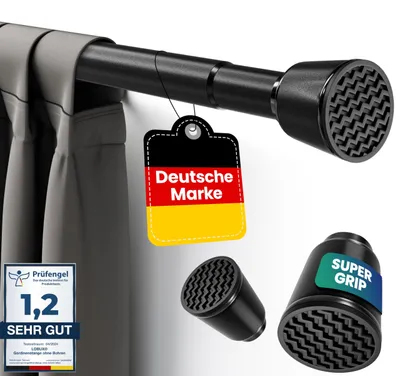 Image de Barre de rideau de douche télescopique, noire, de 70 à 120 cm
