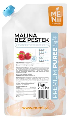Produktbild von Menii Himbeerpüree 1kg - Himbeere Fruchtpüree - kernlos & ohne Zuckerzusatz