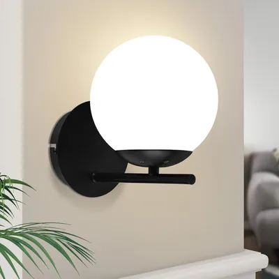 Produktbild von ZMH Wandleuchte Schwarz Wandlampe Innen Moderne Glas Bettlampe E27 Wandbeleuchtung Nachtlampe für Treppenhaus Wohnzimmer Schlafzimmer Flur Kinderzimmer  Ohne Leuchtmittel