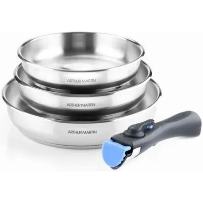 Produktbild von Set mit 3 Bratpfannen 20-24-26 cm - Edelstahl