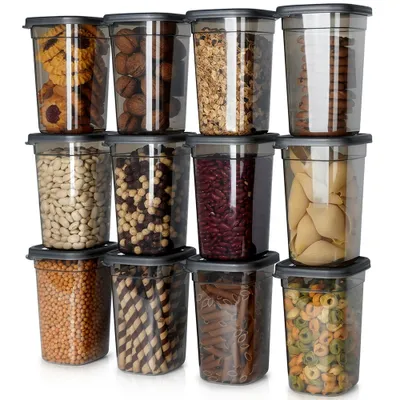 Image de Vilde Récipients de conservation pour aliments secs avec couvercle Récipients de stockage 1 L 12 pcs.