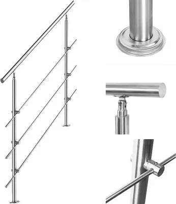 Immagine prodotto di Yakimz ringhiera per scale 120cm 4 crociere in acciaio inox ringhiere e corrimano ringhiera per balconi montaggio scale balaustra balcone facile cura balaustra interna ed esterna