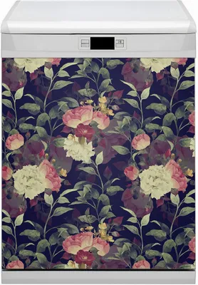 Produktbild von Küche Magnet für Spülmaschine  Abwaschbar 60x80 cm Geschirrspüle  - Vintage Blumen