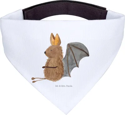 Produktbild von Mr. & Mrs. Panda Bandana Fledermaus Sitzen - Weiß - Geschenk, Entspannen, Lustige Sprüche, Hundehalstuch, Tuch für Hunde, Fledermäuse, Halstuch Hund, Motivation