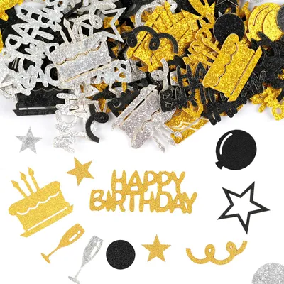 Productafbeelding van Confetti tafelversiering verjaardag goud zwart, 100 stuks