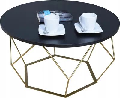 Zdjęcie produktu dla Okrągły Stolik Kawowy DIAMENT Loft 75x75x43 Złoty+Czarny MiniPearl