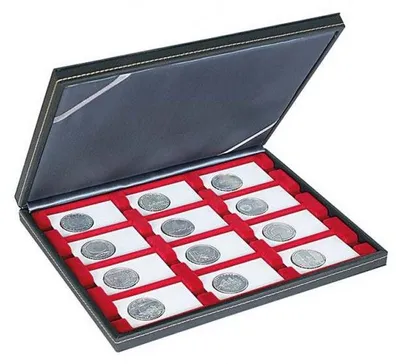 Produktbild von Lindner 2364-2770E NERA M Münzkassette für 12 REBECK COIN L Münzrähmchen-dunkelrot