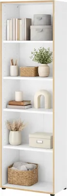 Produktbild von grosses Büroregal 46x35x186 Bücherregal Eiche weiss Aktenregal #4151