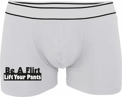 Produktbild von Boxershorts - Mann - Boxer-0040-man-white-v-S - weiß - S - vorn - Be a Flirt lift your Pants - lustiges Motiv - Spruch - Unterwäsche - Unterhose - Freizeit - lustig