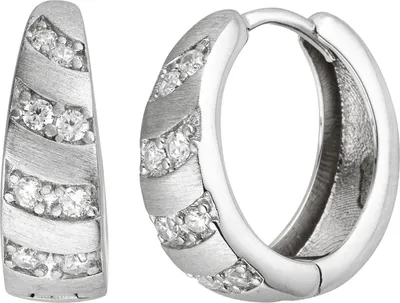 Produktbild von JOBO Creolen 925 Silber matt 16 Zirkonia Ohrringe Silbercreolen Silberohrringe