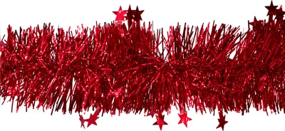 Produktbild von Weihnachtsgirlande Lametta 8cm x 3m inkl. kleine Sterne Rot