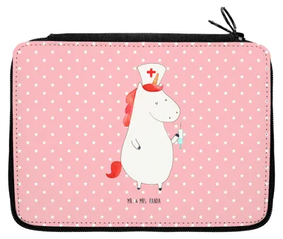 Produktbild von Mr. & Mrs. Panda Stifteetui Einhorn Krankenschwester - Rot Pastell - Geschenk, Ärztin, Mäppchen, Schlampermäppchen, Federmappe, Unicorn, Schulmäppchen, Schreibmappe, Etui