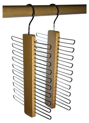 Produktbild von 2 Krawattenhalter aus Buchenholz, natur lackiert, für 20 Krawatten