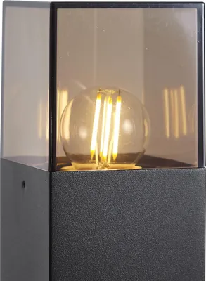 Produktbild von Moderne Wegeleuchte Schwarz mit Rauchglas 70cm mit Dämmerungssensor IP44 Dänemark