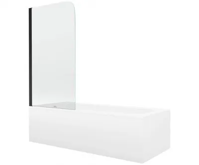 Zdjęcie produktu dla Mexen Vega wanna prostokątna 180 x 80 cm z obudową i parawanem 1-skrzydłowym 70 cm, transparent, czarny - 550118080X9007017000