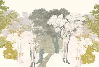 Produktbild von Tadessi Fototapete | Wald | 4.00 m x 2.70 m | Grün | Grau | Wandbild | Digitaldruck
