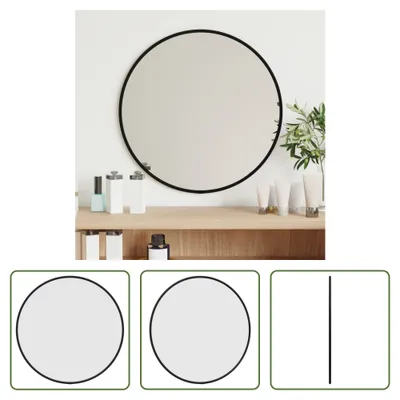 Immagine prodotto di The Living Store Specchio da parete nero Ø 40 cm rotondo