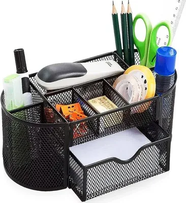 Immagine prodotto di Organizer da scrivania in metallo - multifunzionale - 1 pezzo - 21,8 x 10,9 x 10,4 cm
