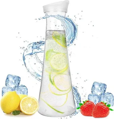 Produktbild von Glaswasserkanne 1,5 Liter glas mit Deckel für selbstgemachte Getränke.