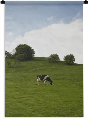 Produktbild von MuchoWow® Wandteppich Wandbehang Kuh - Tier - Landschaft 60x90 cm Tapisserie Dekoration Wandtuch - Foto-Teppich - Abwaschbar