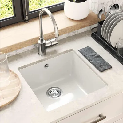 Produktbild von vidaXL Waschbecken Weiß 430 x 460 mm 80% Quarz und 20% Harz