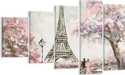 Produktbild von Bild auf Leinwand - Leinwandbild - Bäume Eiffle Paar Frankreich - 100x60cm - Wand Bild - Wanddeko - Leinwanddruck - Bilder - Kunstdruck - Wanddekoration - Leinwand bilder - Wandkunst - EG100x60-3147