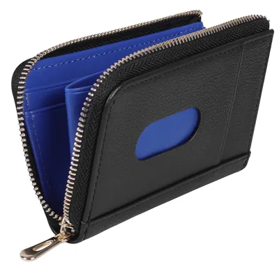 Image de Étui pour cartes de crédit en cuir véritable avec protection RFID, noir et bleu