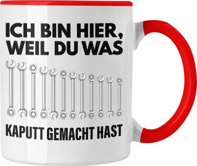 Produktbild von Trendation - Handwerker KFZ Mechaniker Geschenk Lustig Tasse Automechaniker Werkstatt Tasse Hausmeister (Rot)