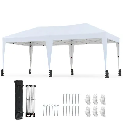 Zdjęcie produktu dla COSTWAY altana 3x6m, składana altana wodoodporna z torbą do przenoszenia, kółkami i 6 workami z piaskiem, namiot imprezowy UV 50+, altana ogrodowa z regulacją wysokości biała