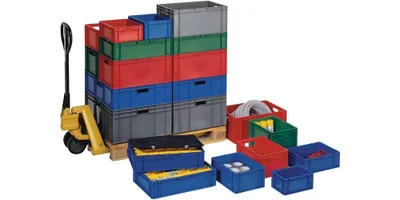 Produktbild von LA KA PE Transportstapelkasten Polypropylen rot L400xB300xH50mm Wände / Boden geschlossen - TK400/50-0 ROT