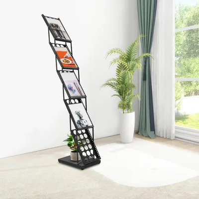 Image de Porte-revues - Étagère à magazines sur pied - Grande capacité - Grand espace de rangement inférieur - Pour magazines et journaux A4