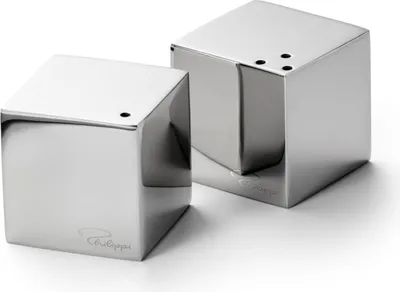 Image de PHILIPPI CUBE, set de 2 pots à sel et à poivre, design moderne, en acier inoxydable