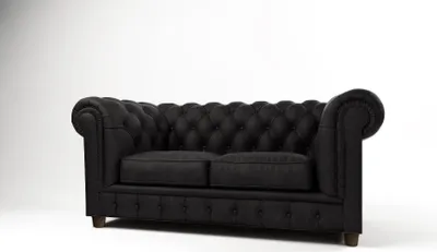 Productafbeelding van Design Chesterfield-bank, 2-zits, bekleed met leer, voor de woonkamer