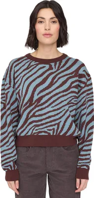 Produktbild von Mazine Damen Strickpullover Zebra Jacquard Knit Jumper, Größe:S, Farben:deep mahogany/smoke blue