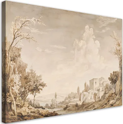 Produktbild von Leinwandbild Landschaft Sepia 90x60 Feeby Beige bild für die wand bereit zum aufhängen