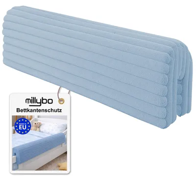 Produktbild von MILLYBO Bettkantenschutz für Betten - Kissen für bettumrandung – Blau Cord 100 cm