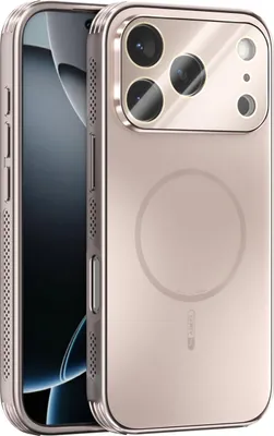 Image de Coque magnétique pour iPhone 17 Pro, coque mate PC+TPU avec protection des lentilles, coque antichoc avec dissipation thermique Or