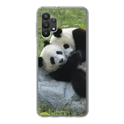 Produktbild von MuchoWow® Handyhülle Schutzhülle Hülle für Samsung Galaxy A32 5G Pandas - Gras - Stein Silikon Softcase Handy Hülle - Softcase