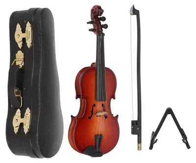 Immagine prodotto di Violino in miniatura in legno, artigianato artistico, decorazione, strumento musicale, modello per casa delle bambole con supporto