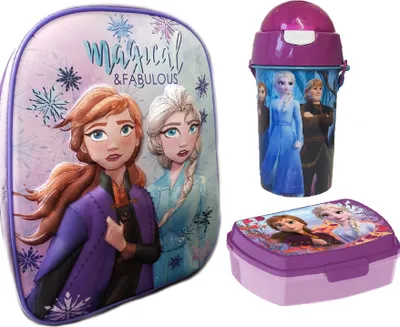 Produktbild von Disney Frozen 3D Rucksack Eiskönigin SET mit Flasche und Lunchbox
