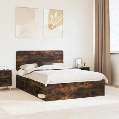 Zdjęcie produktu dla Maison Exclusive - Rama łóżka z dębu dymionego, wymiar 140 x 200 cm, wykonana z litego drewna sosnowego