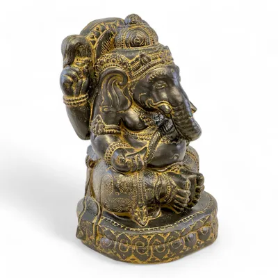 Produktbild von Ganesha Skulptur - Gottheit des Glückes - Steingemisch Elefant Gelb - 45x25x25 cm