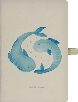 Produktbild von Mr. & Mrs. Panda Reisetagebuch Sternzeichen Fische - Transparent - Geschenk, Fisch, notizbuch, Schreibheft, Tagebuch A5, Geburtstag Februar, Schreibbuch, März, Sternbild