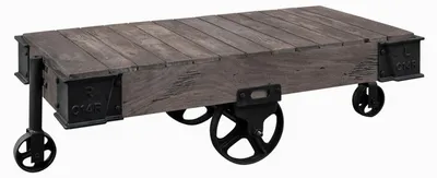 Produktbild von MASSIVMOEBEL24.DE Couchtisch Mango 120x60x43 grau lackiert RAILWAY #260
