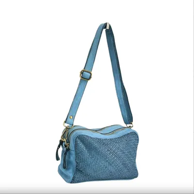 Produktbild von BZNA Bag Lucy Jeans Blau Italy Designer Clutch Braided Ledertasche Umhängetasche